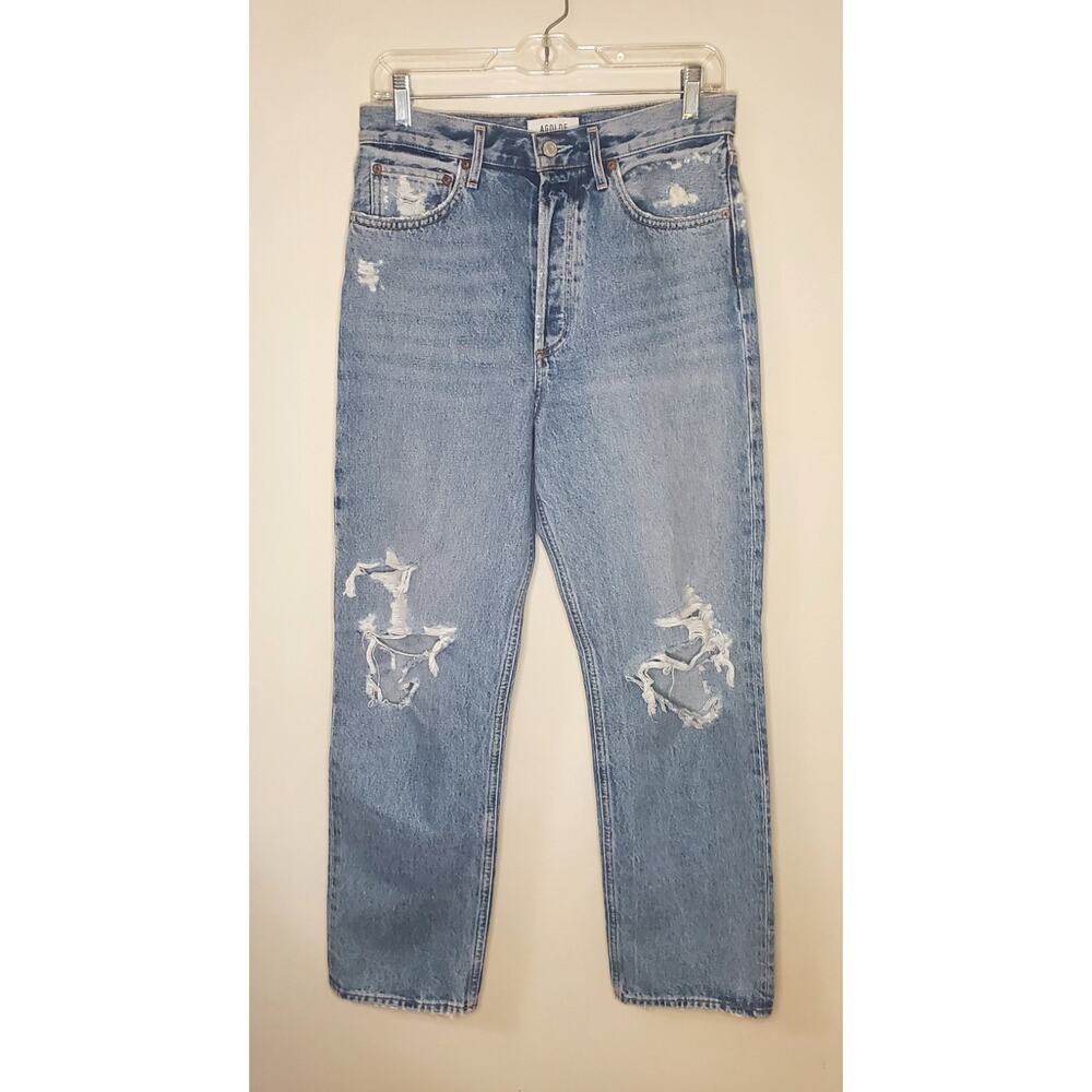 Agolde Jeans 90s High Rise Loose Fit sz 26 (28 X 29) Distressed Button Fly A069C